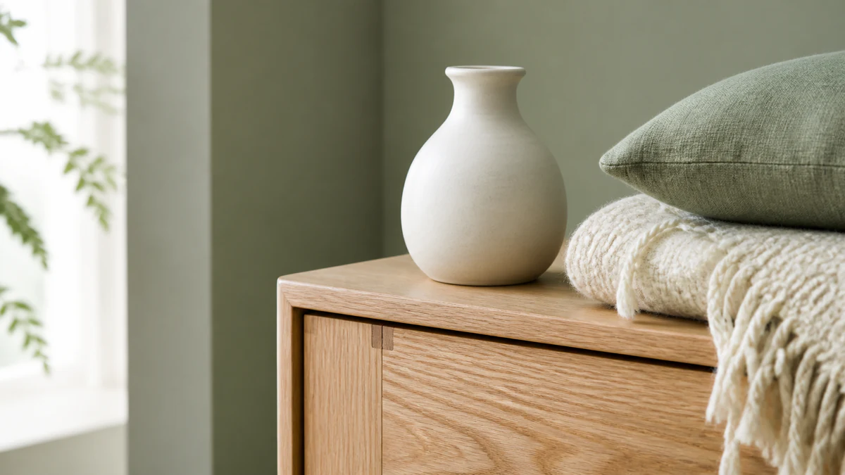 Palette scandinave sauge, blanc cassé et chêne