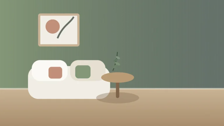 Appartement en location décoré en vert sauge et crème