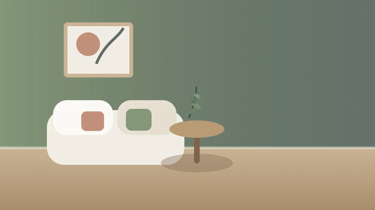 Appartement en location décoré en vert sauge et crème