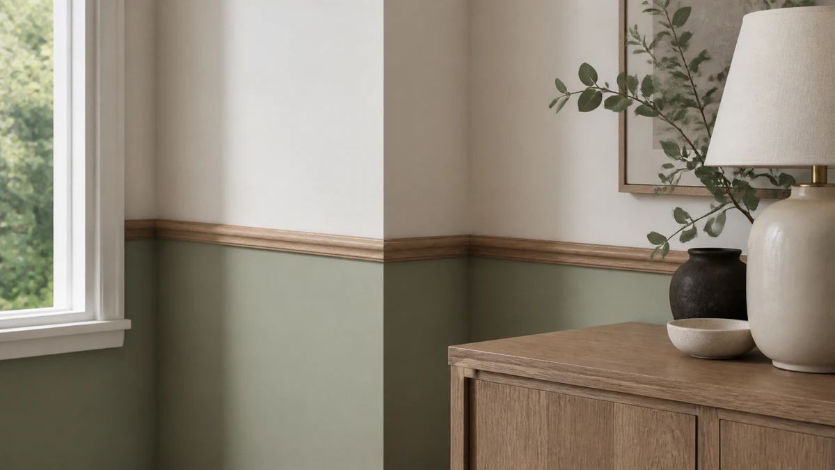 Schémas décoratifs de soubassement et mur accent vert sauge