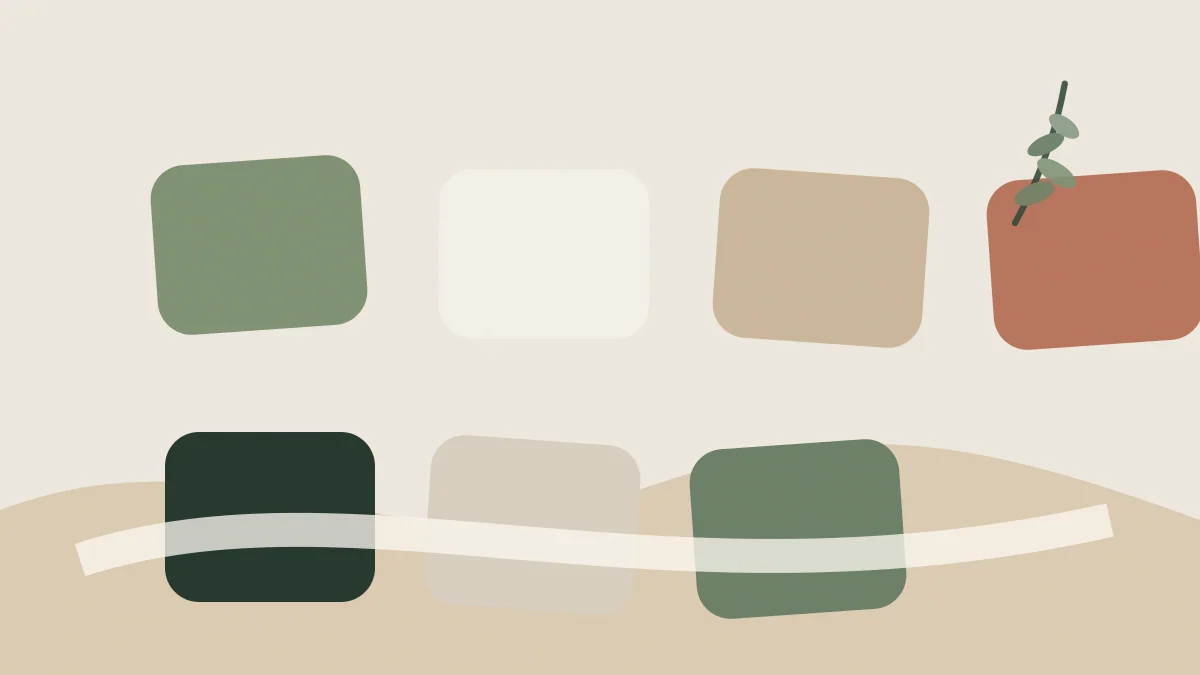 Palette de matières pour un salon vert sauge chaleureux
