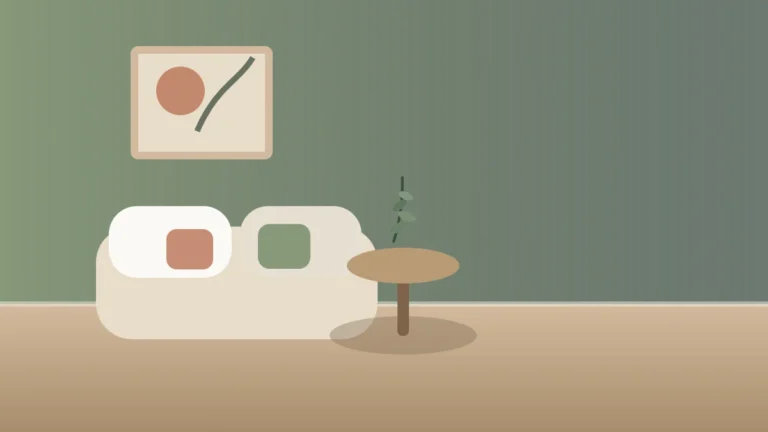 Palette vert sauge et terracotta avec lin et céramique