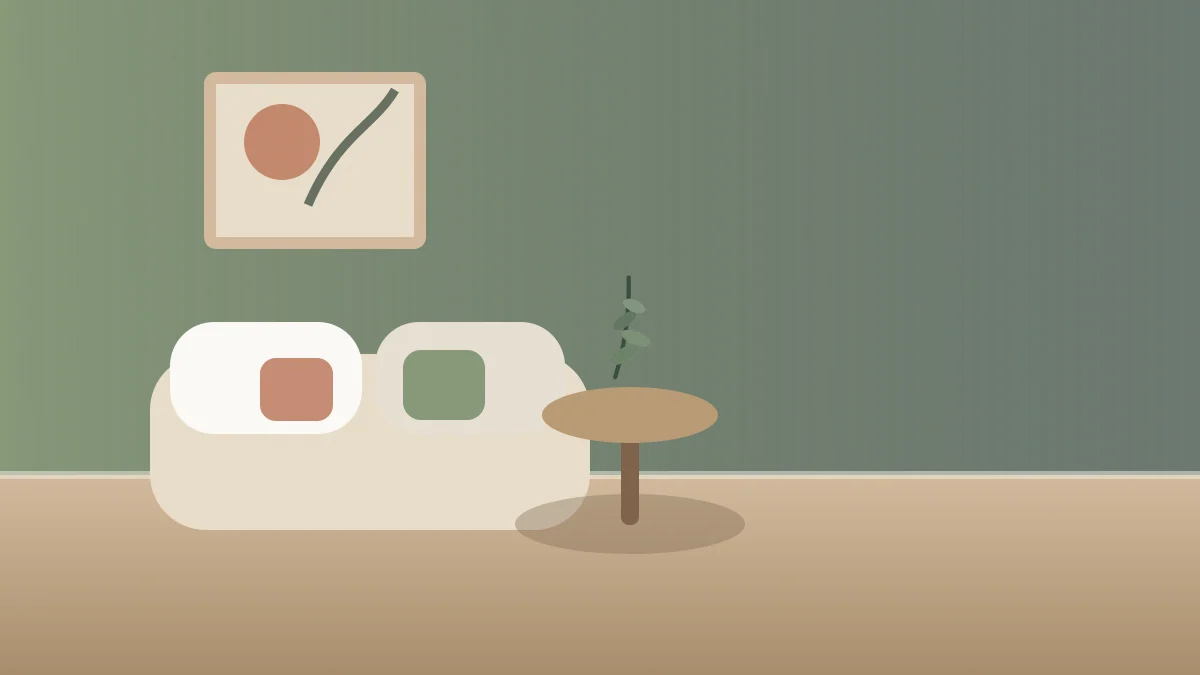 Palette vert sauge et terracotta avec lin et céramique